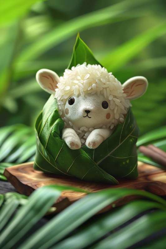 Lamb-Shaped Zongzi on Forest Table