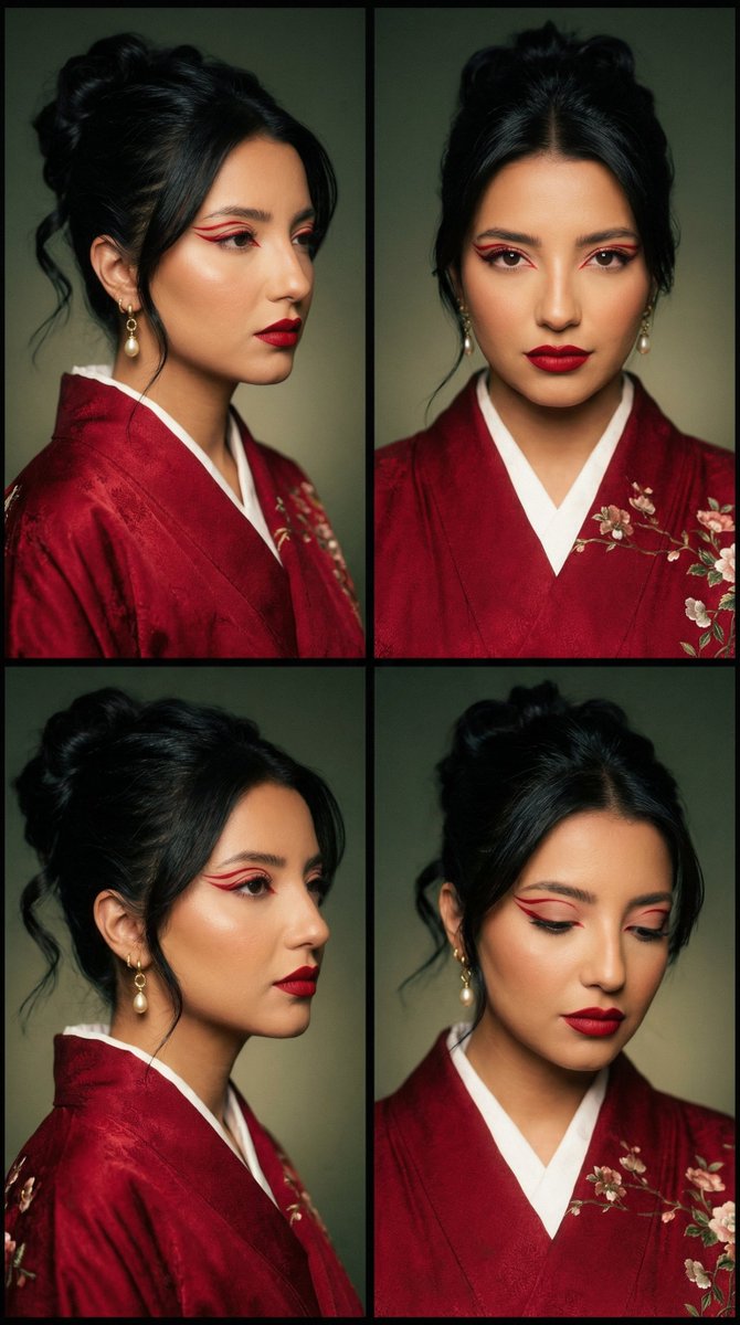 Red Kimono Editorial Portrait