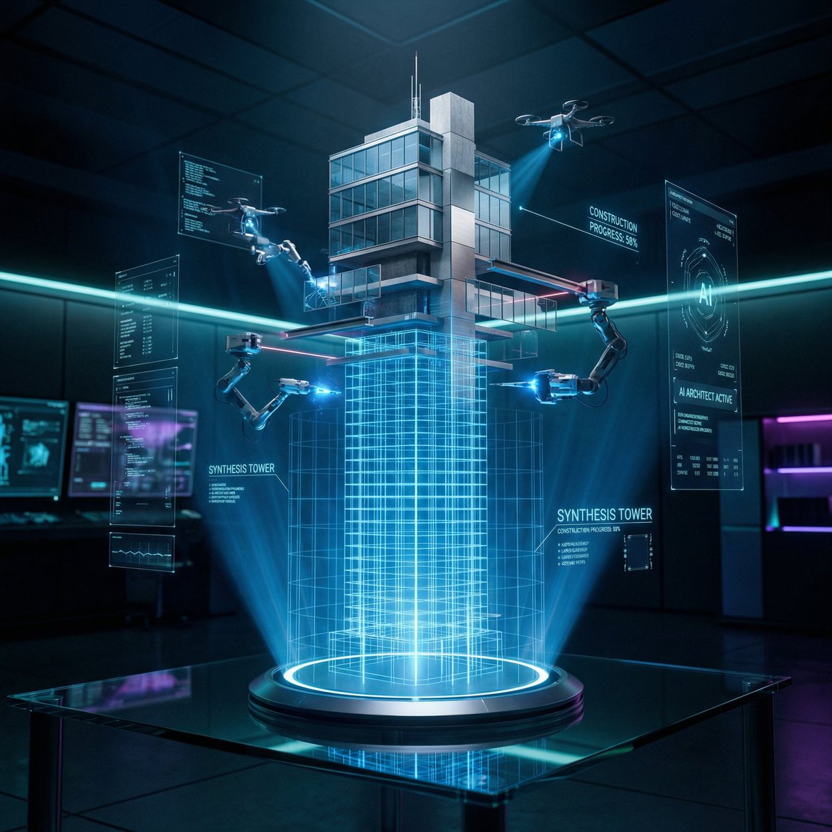Holographic Burj Khalifa AI Construction