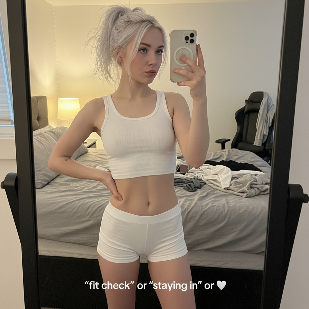 Bedroom Mirror Selfie Outfit Check