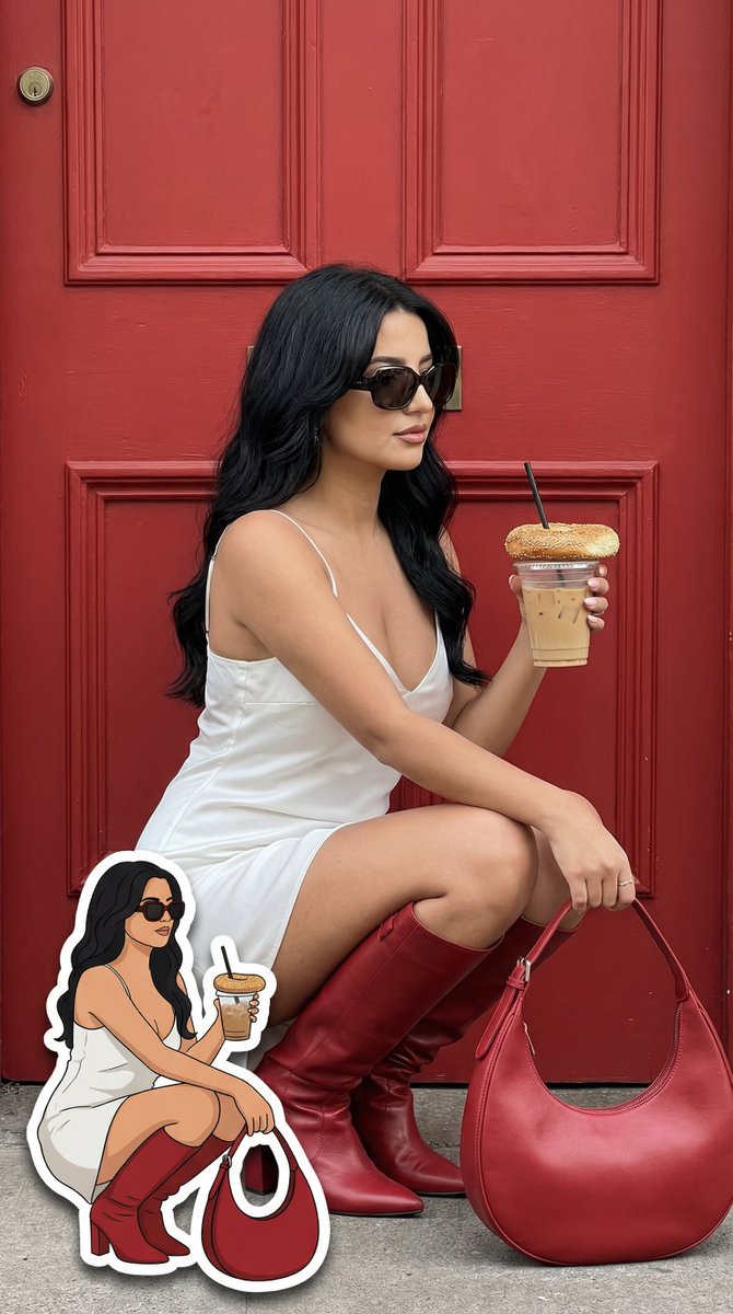 Red Door Fashion Sticker Portrait