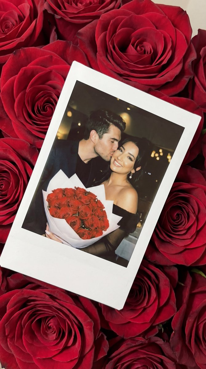Polaroid Couple Kiss on Roses