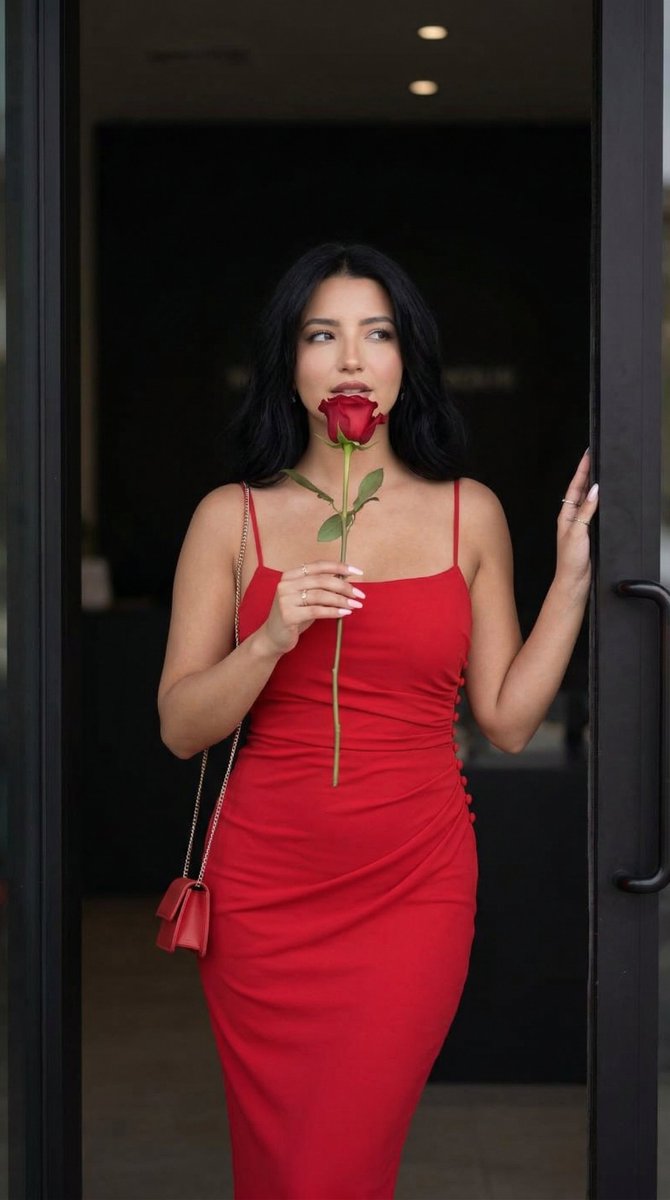 Romantic Red Dress Fashion Portrait