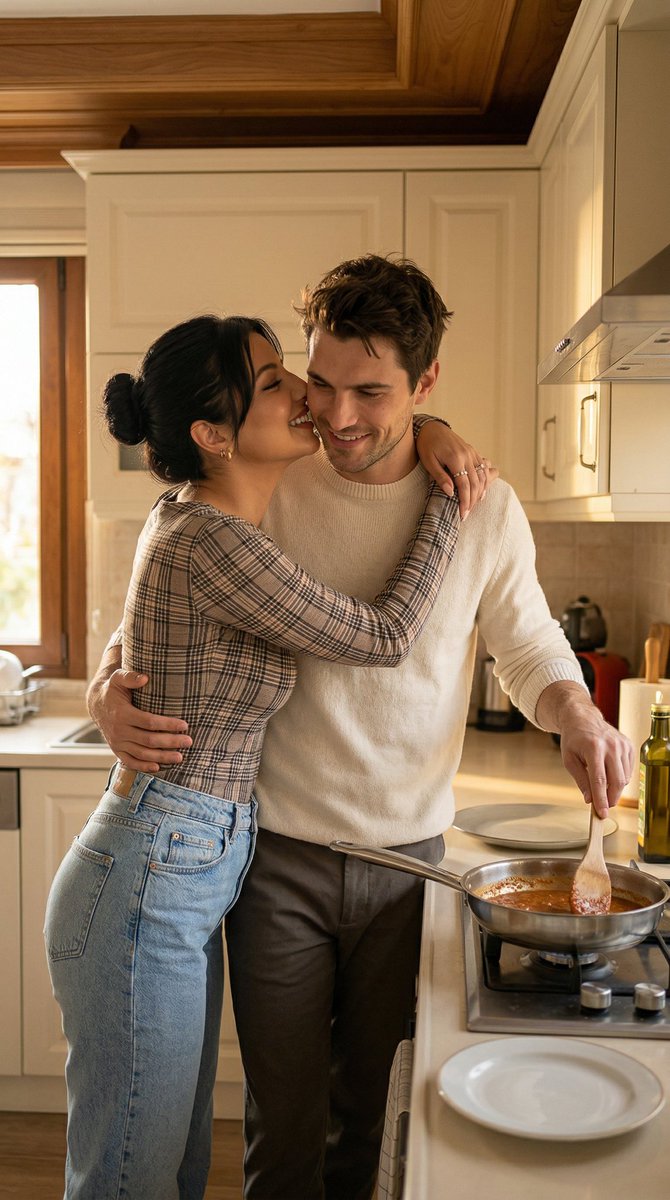 Romantic Couple Cooking In Cozy Kitchen