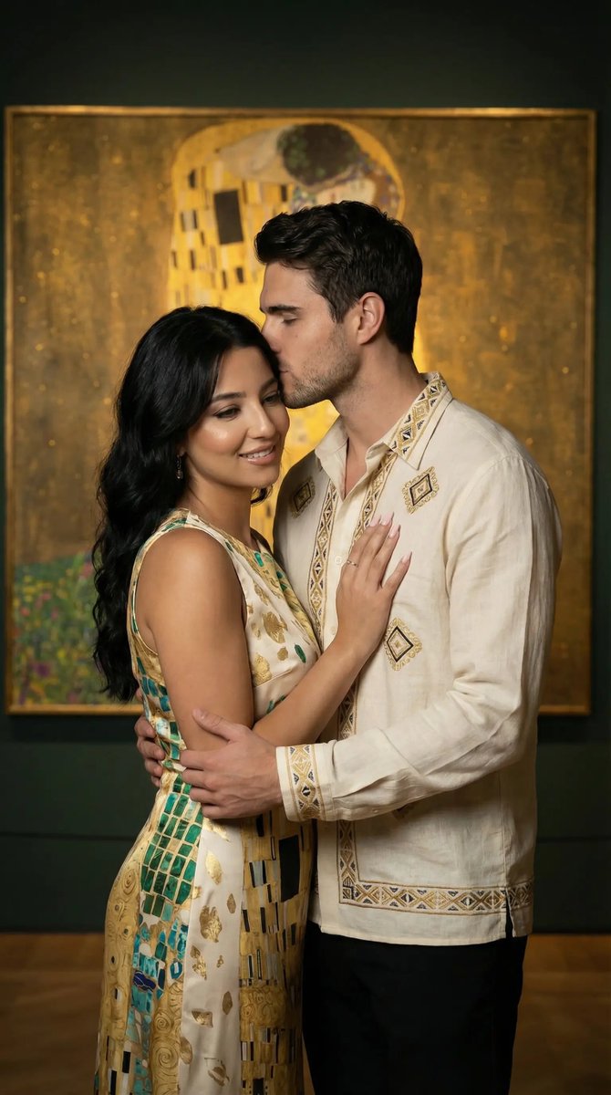 Klimt Gold Couple Portrait