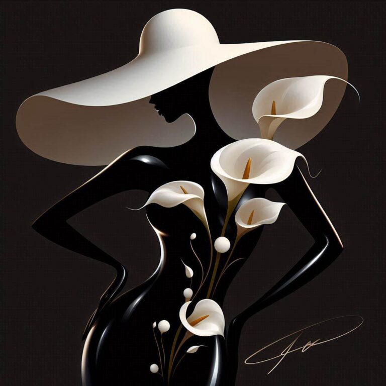 Stylized Figure with Calla Lilies