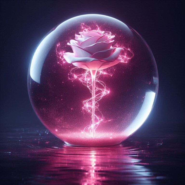 Glass Vase with Pink Electric Energy Particles