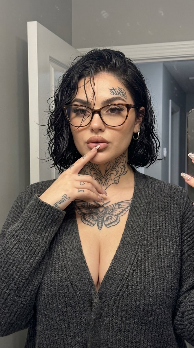 Tattooed Girl Mirror Selfie Portrait