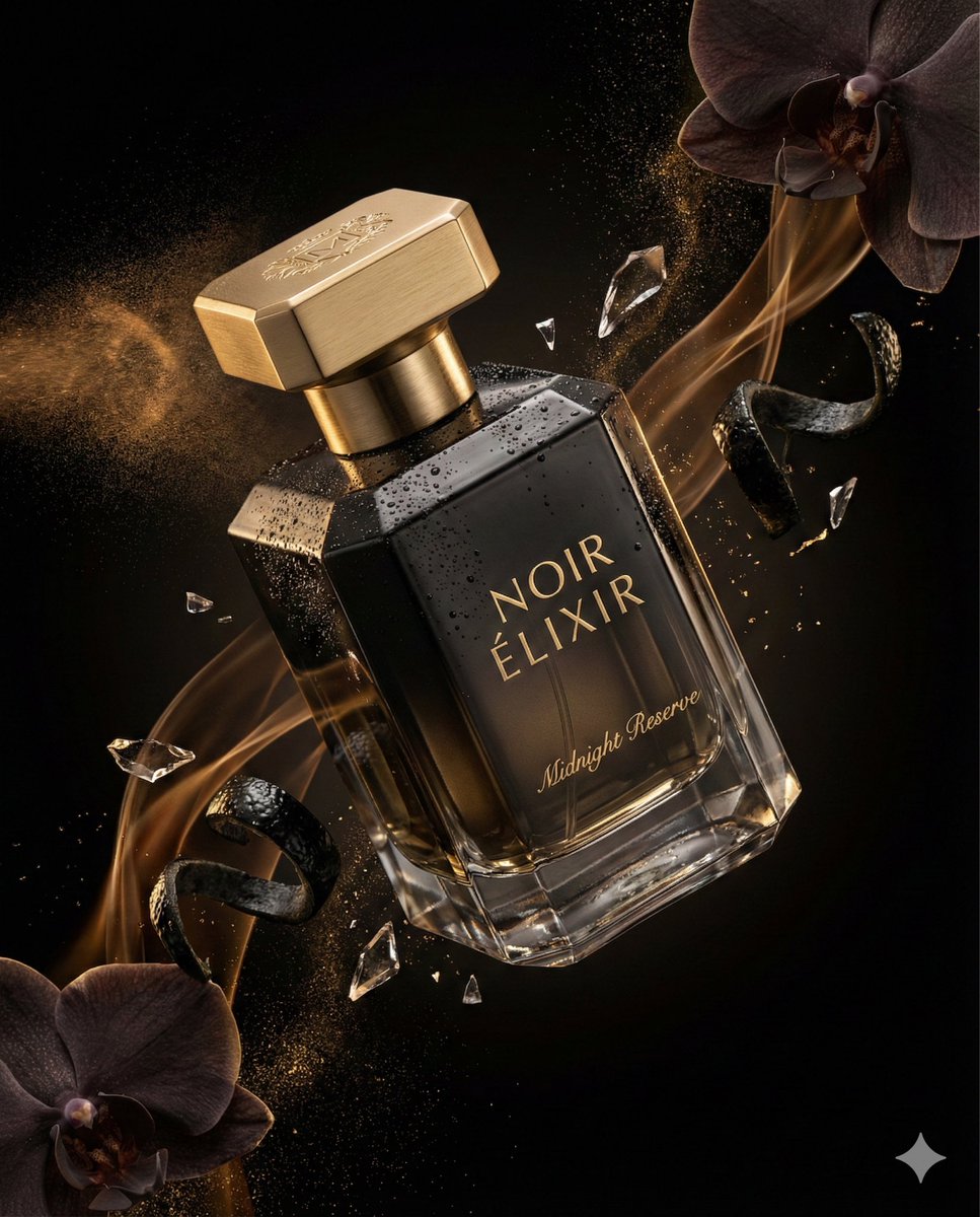 Luxury Noir Perfume Advertising Render