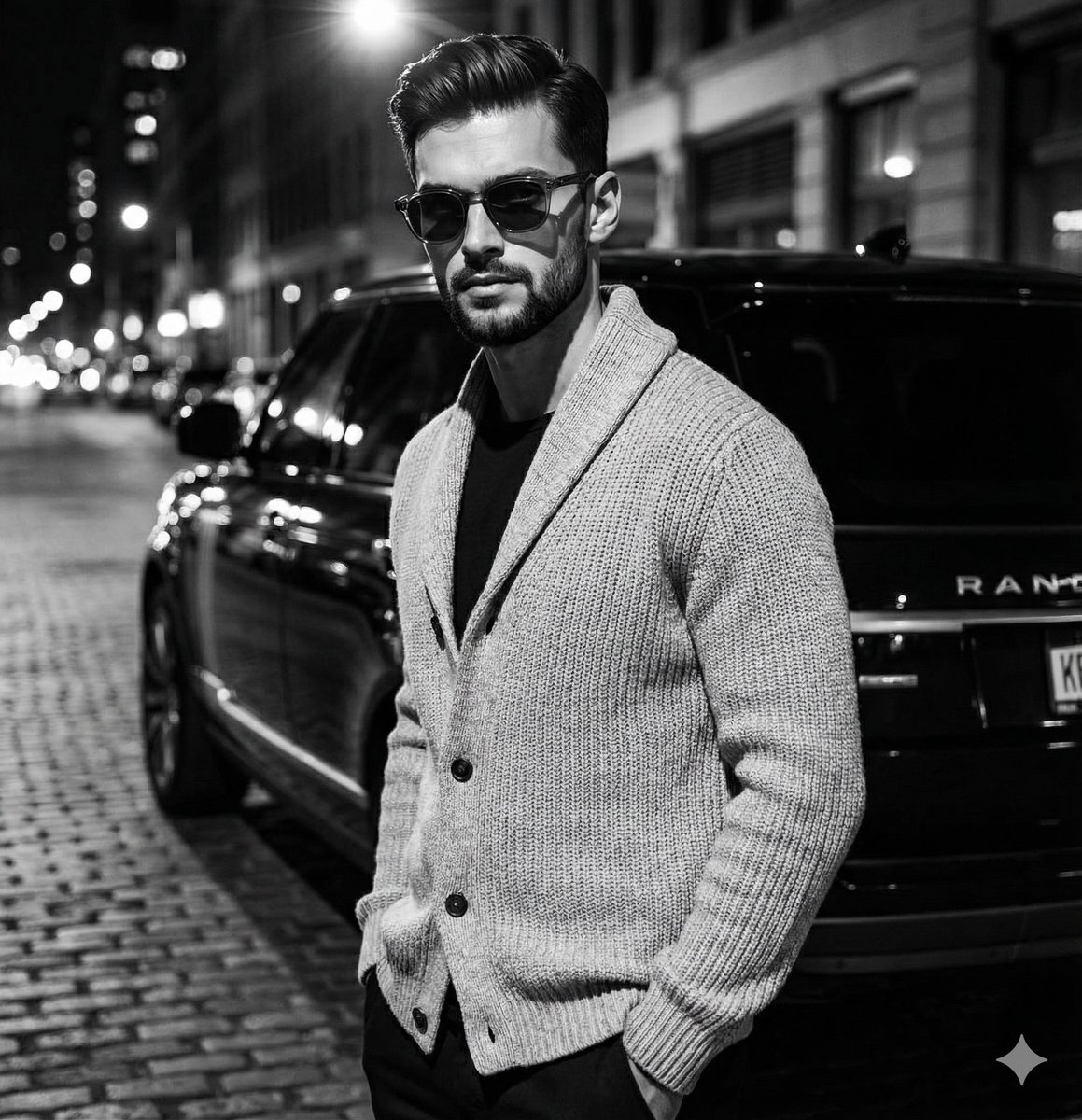 Dramatic Black White Male Fashion Portrait