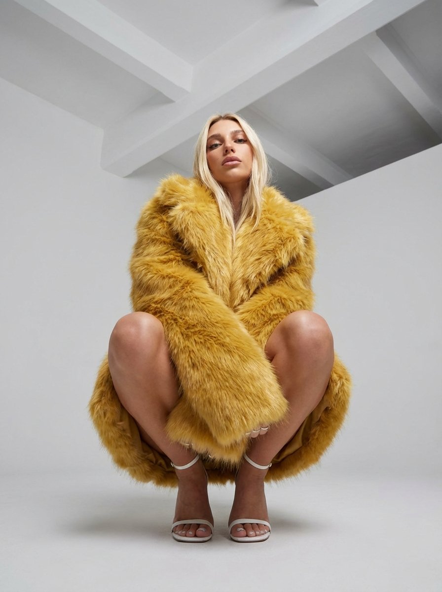 Golden Fur High Fashion Editorial Portrait