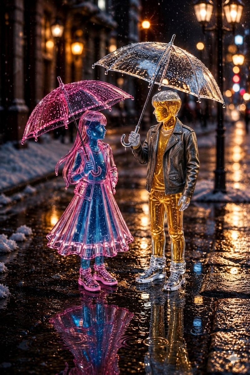 Glass Lovers In Winter Snow