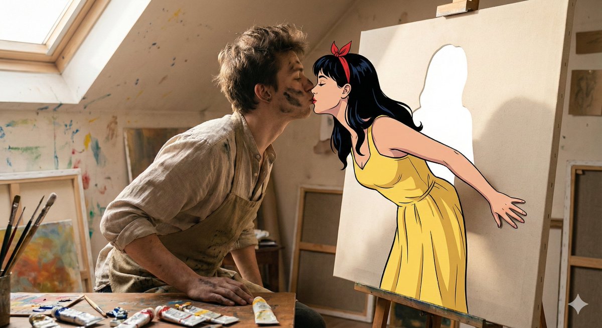 Artist Kisses Living Illustration