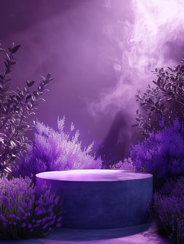 3D Mystical Podium with Lavender and Violet Light