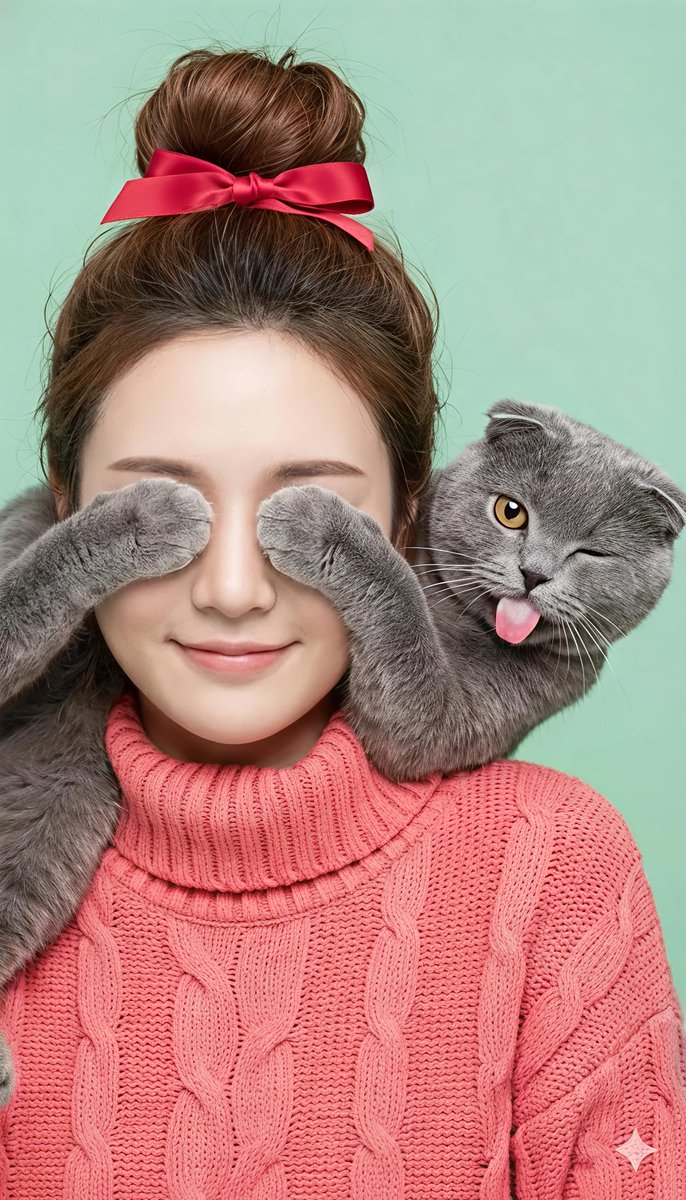 Cat Covers Eyes Playfully