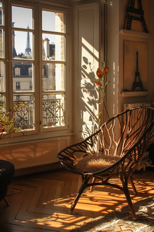 Art Nouveau Branch Chair with Eiffel View