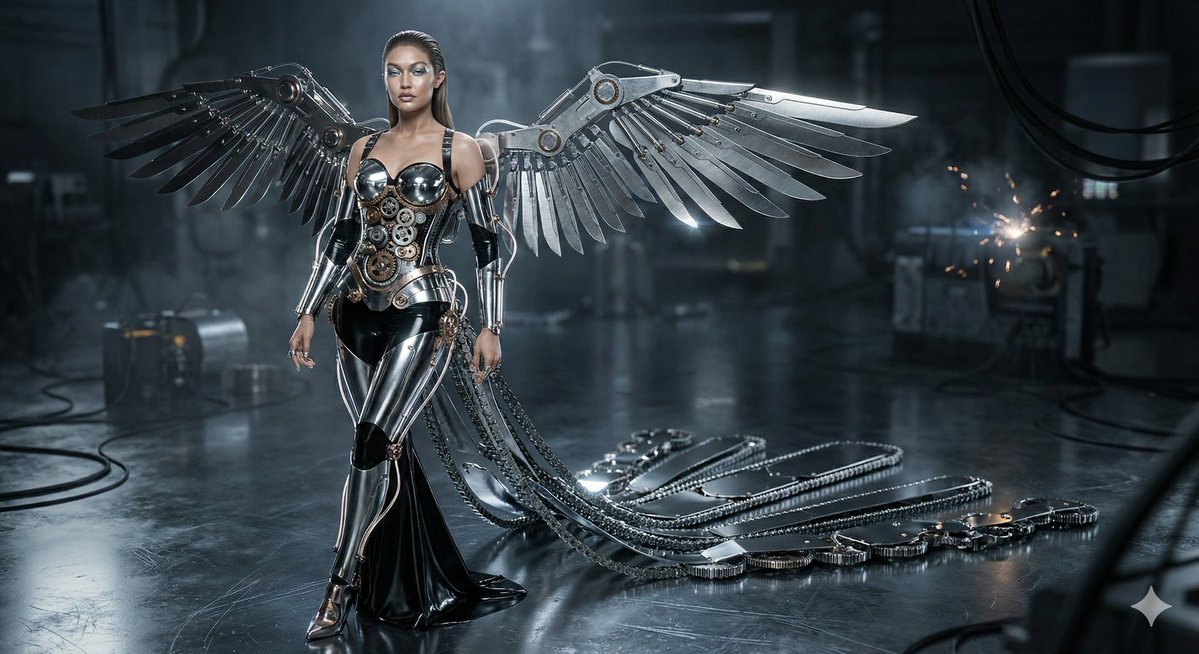 Steampunk Mechanical Angel Warrior