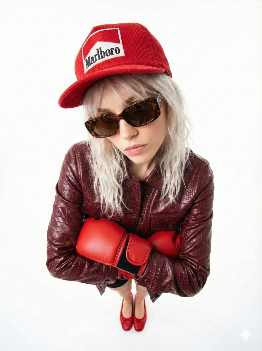 Retro Cool Girl Boxing Pose