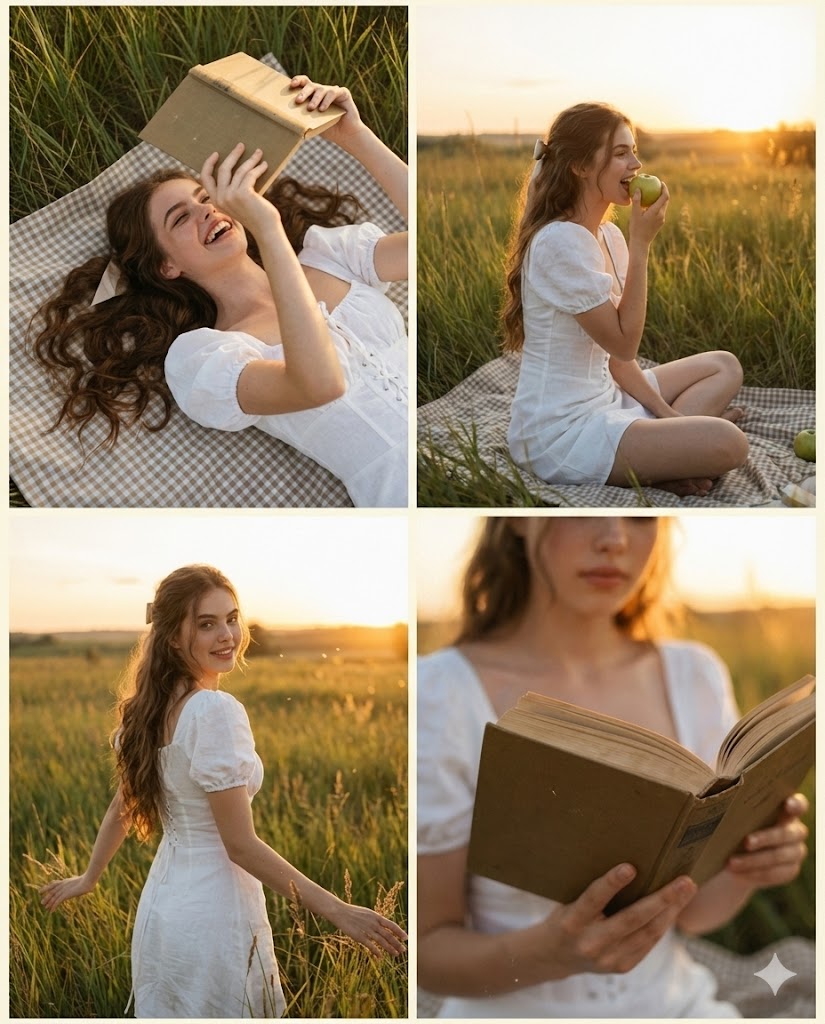 Golden Hour Picnic Girl Film Style