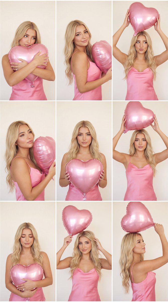 Pink Heart Balloon Editorial Grid