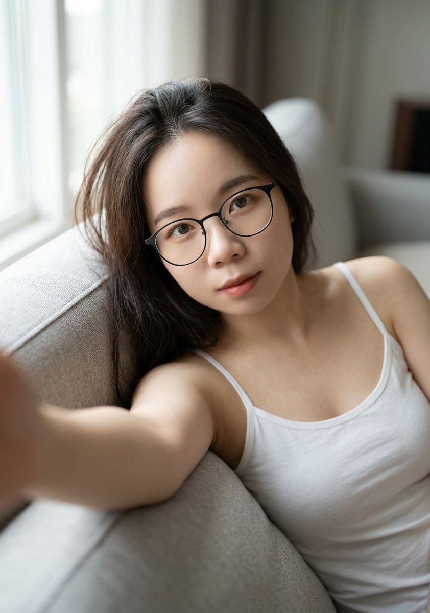 Gentle Gaze on Couch