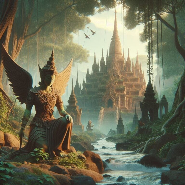 Jungle Temple Ruins with Armored Angel