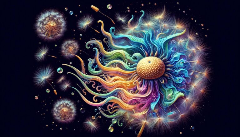 Sea Anemone-Iridescent Dandelion Microscopic Illustration