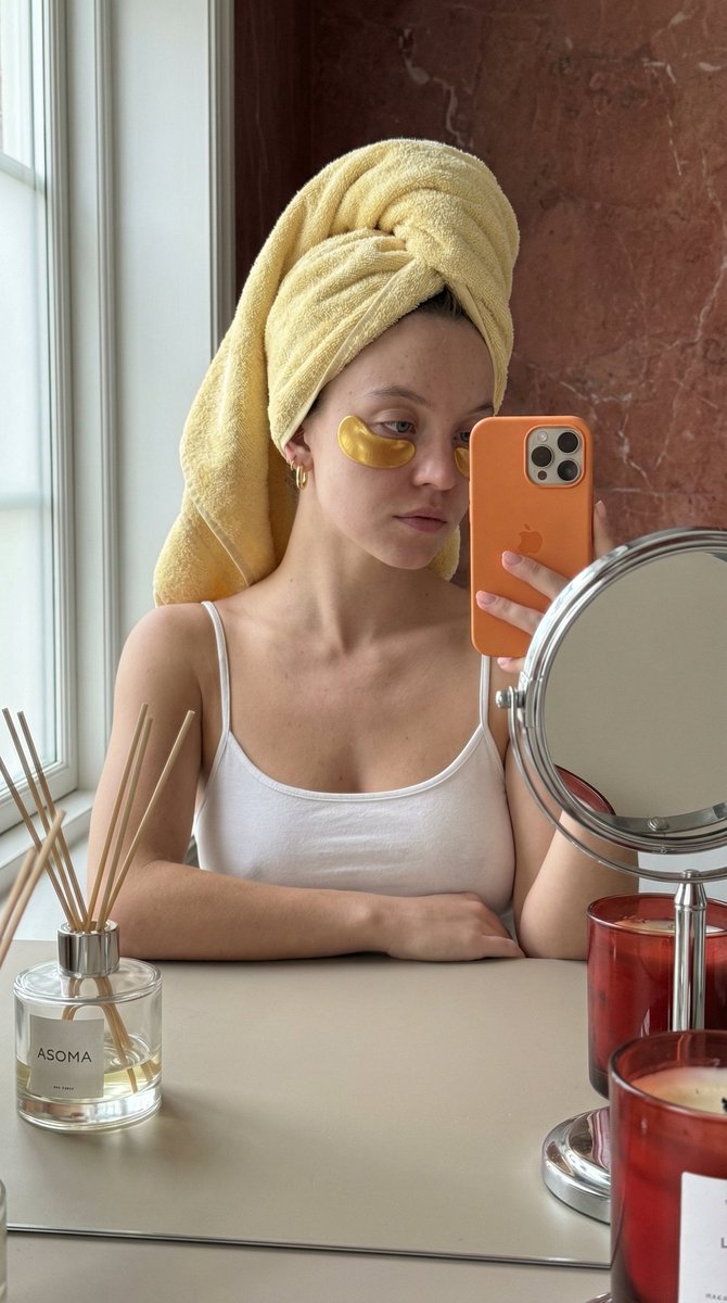 Scandinavian Quiet Luxury Bathroom Selfie