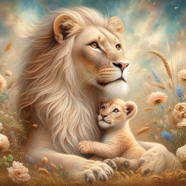 Father Lion and Cub Airbrush Oil Paint