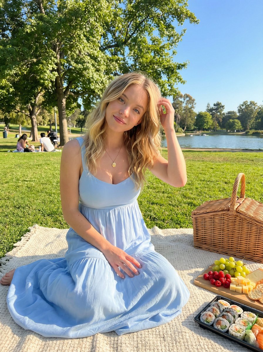 Blonde Woman Summer Picnic