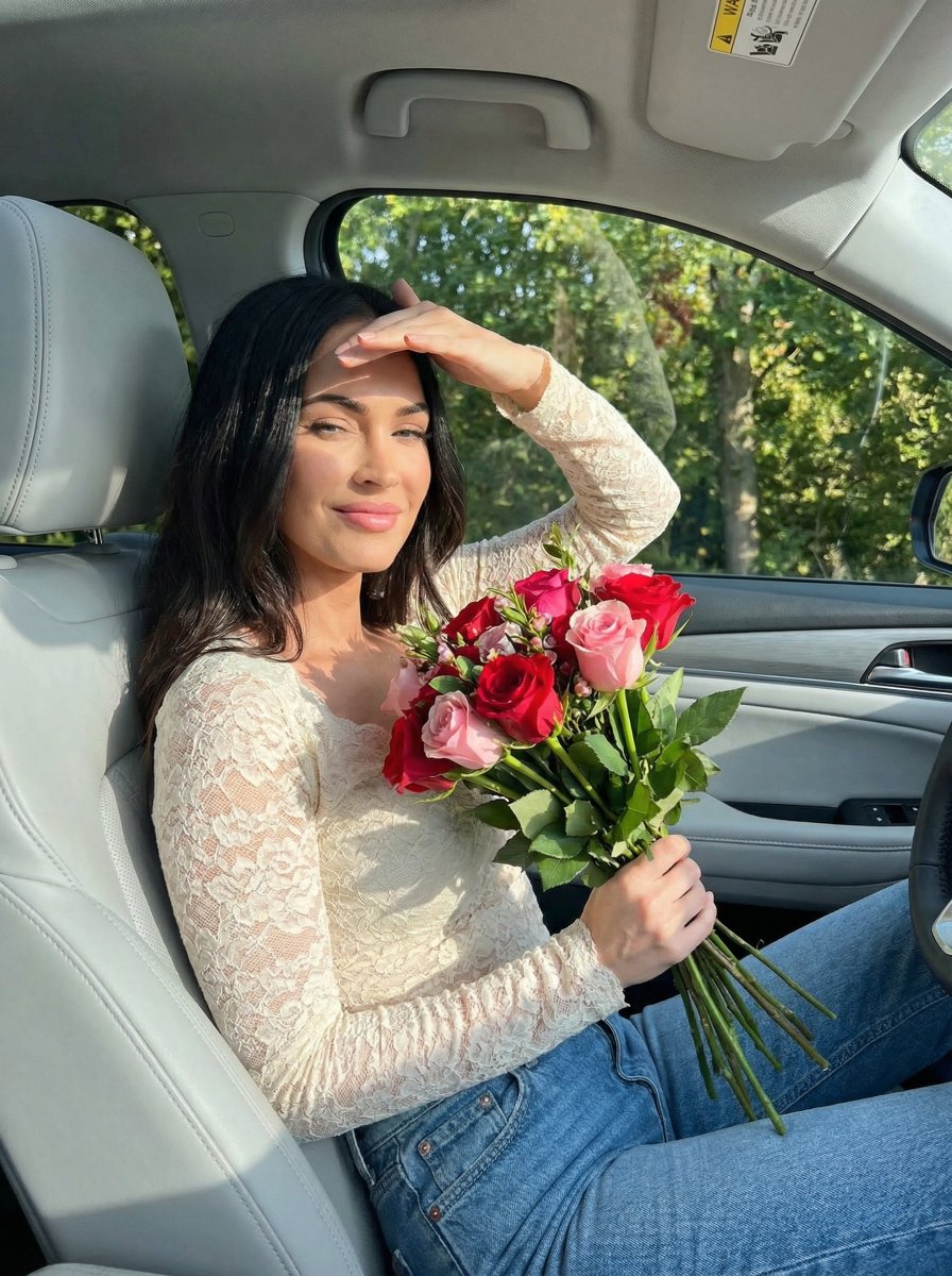 Summer Car Portrait with Flowers