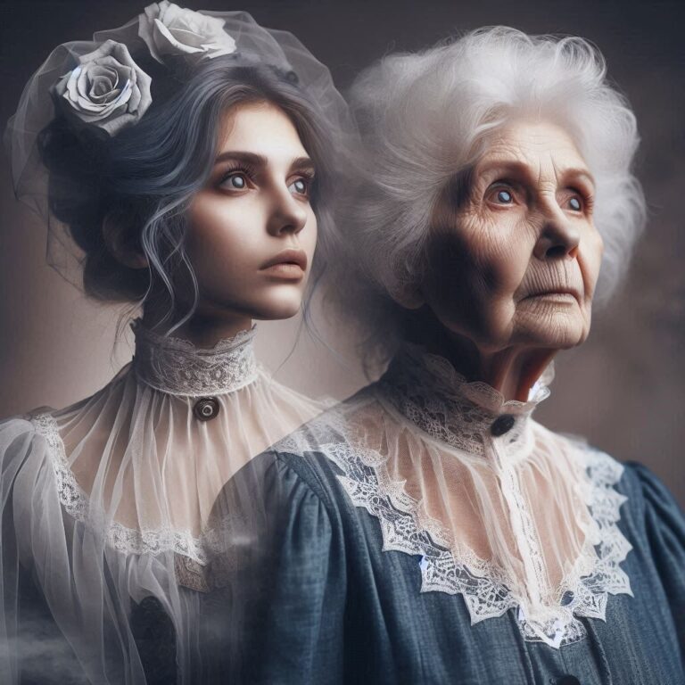 Double Exposure Ghost Grey Haired Grandma