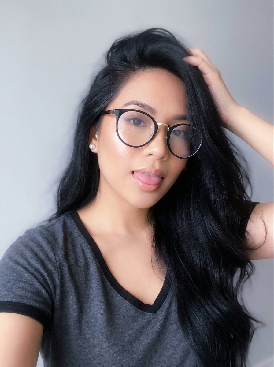 Playful Glasses Girl Selfie