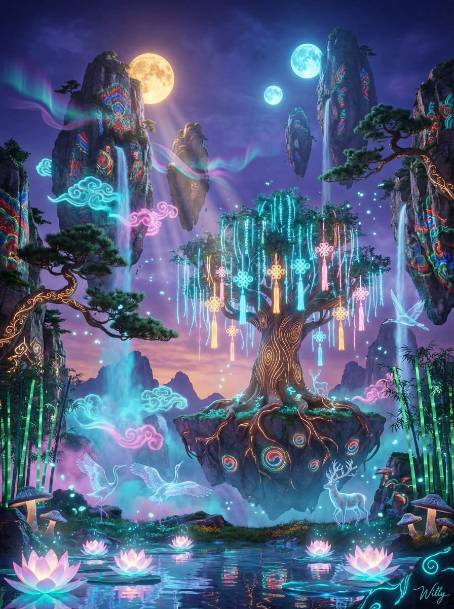Korean Fantasy Floating Mountain Landscape