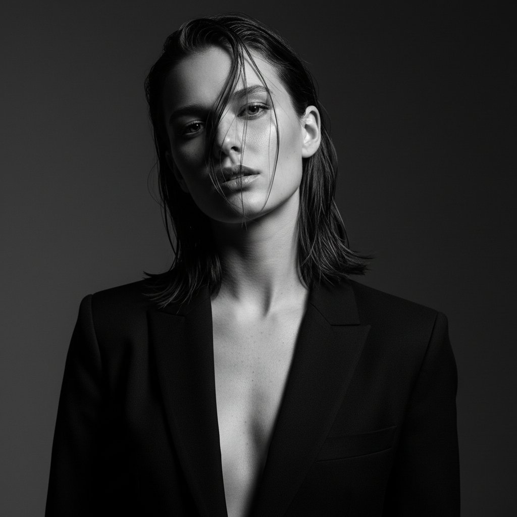 Dramatic Black and White Fashion Portrait