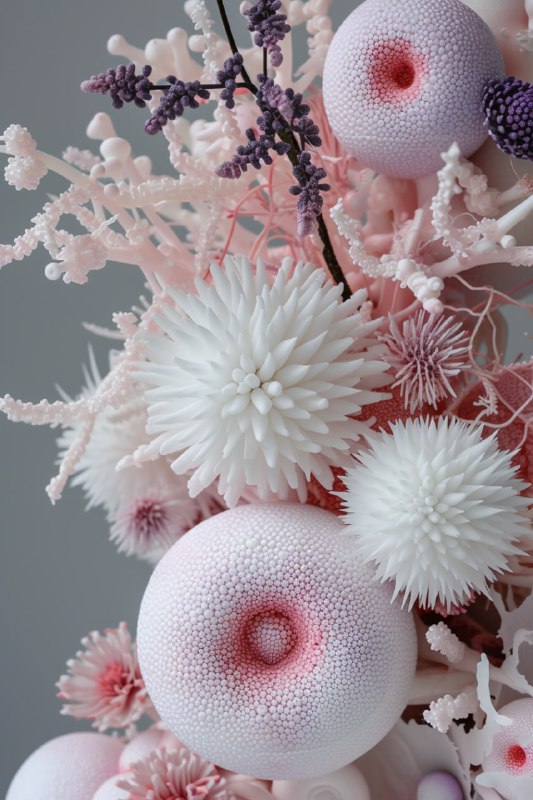 3D Garden Flowers Minimalist Fantasy Spheres