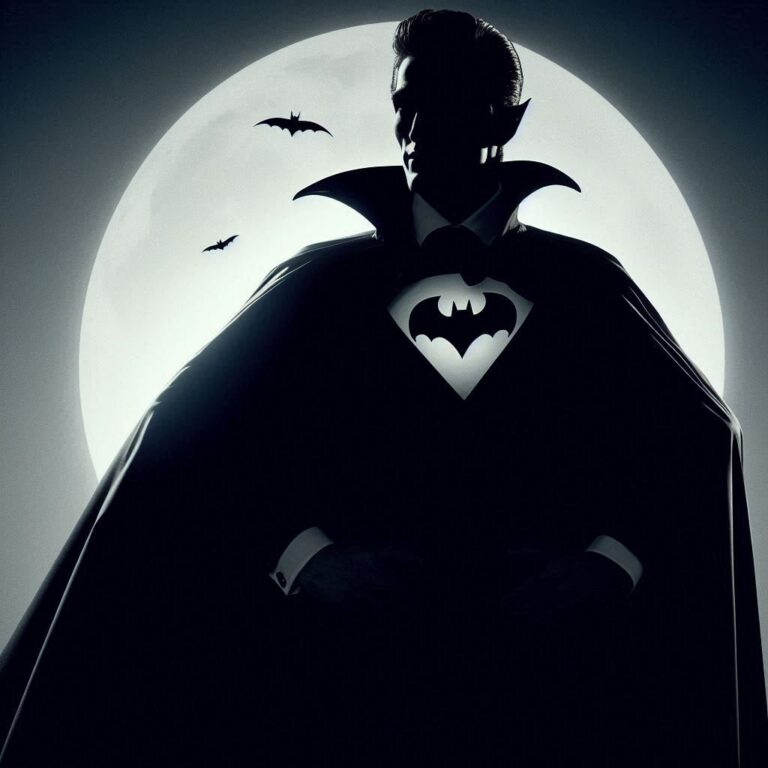 Vampire Silhouette Dressed as Caped Crusader