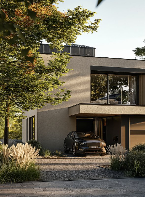 House with Car Solarizing Master Style