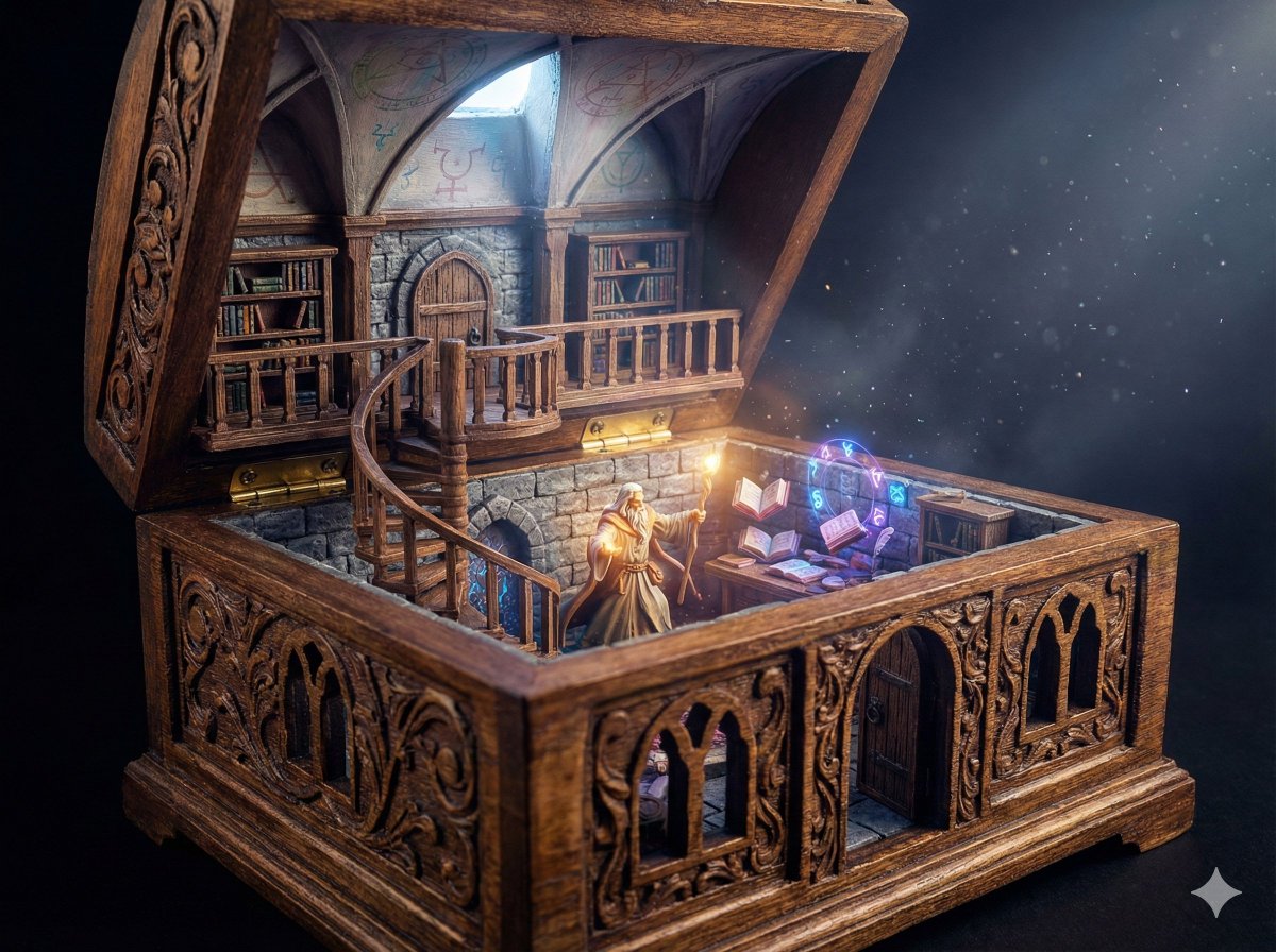 Wizard Library Inside Antique Box