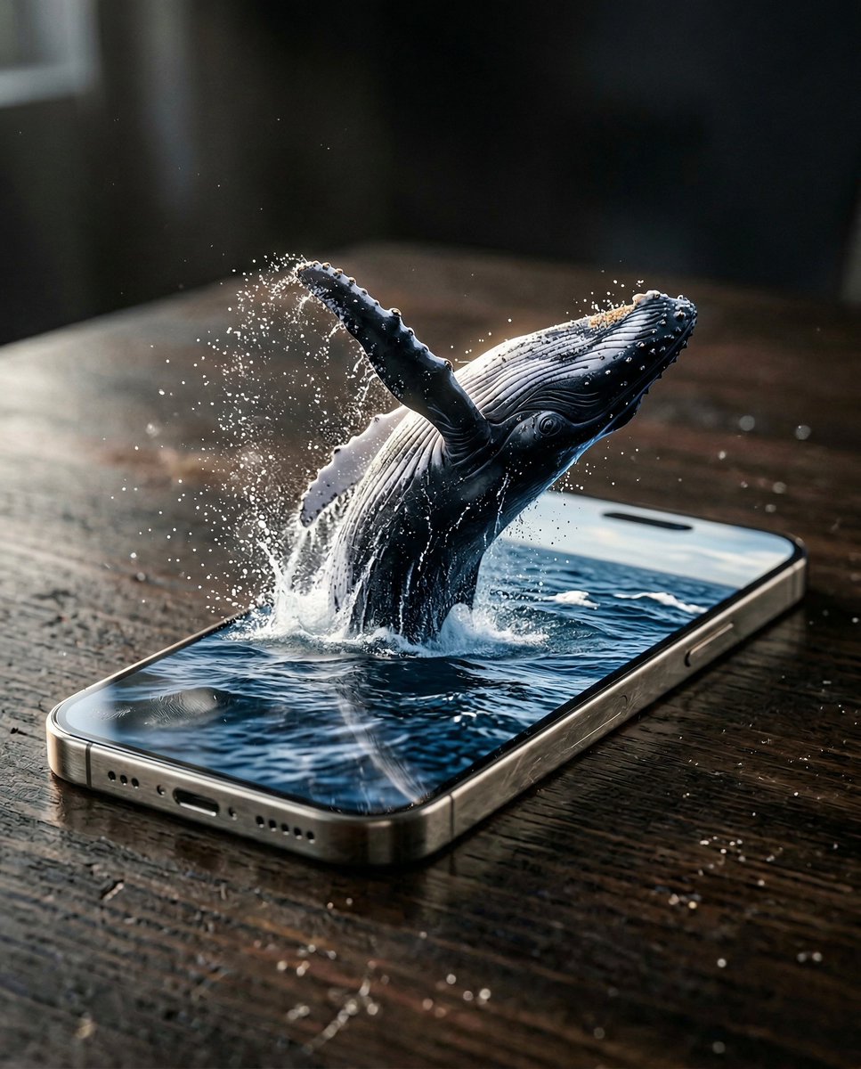 Miniature Whale Breaching iPhone Screen