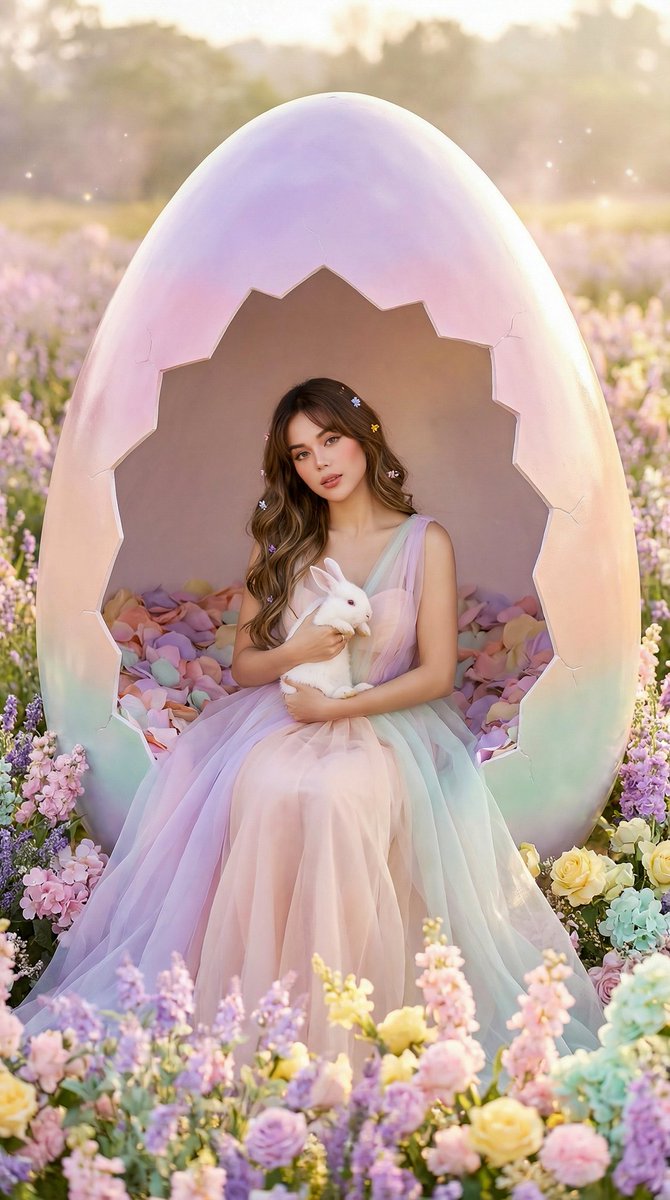 Dreamy Girl in Giant Egg