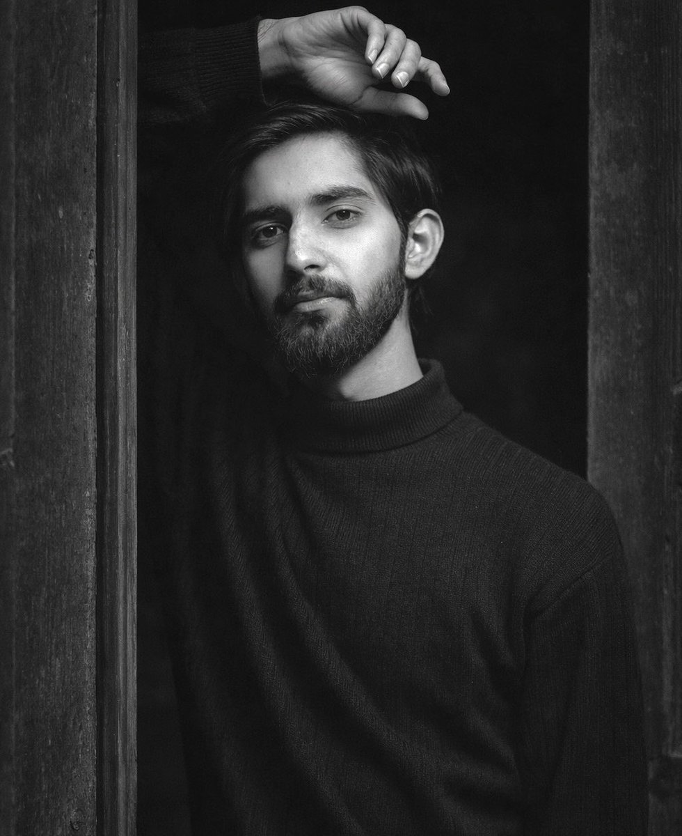 Cinematic Black and White Porch Portrait