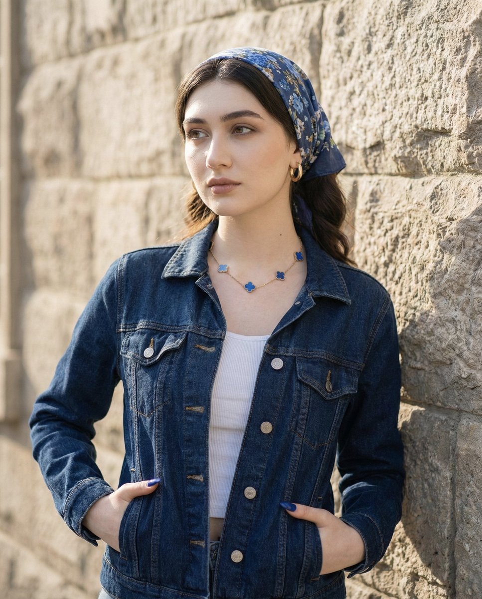 Vintage Denim Sunglasses Portrait