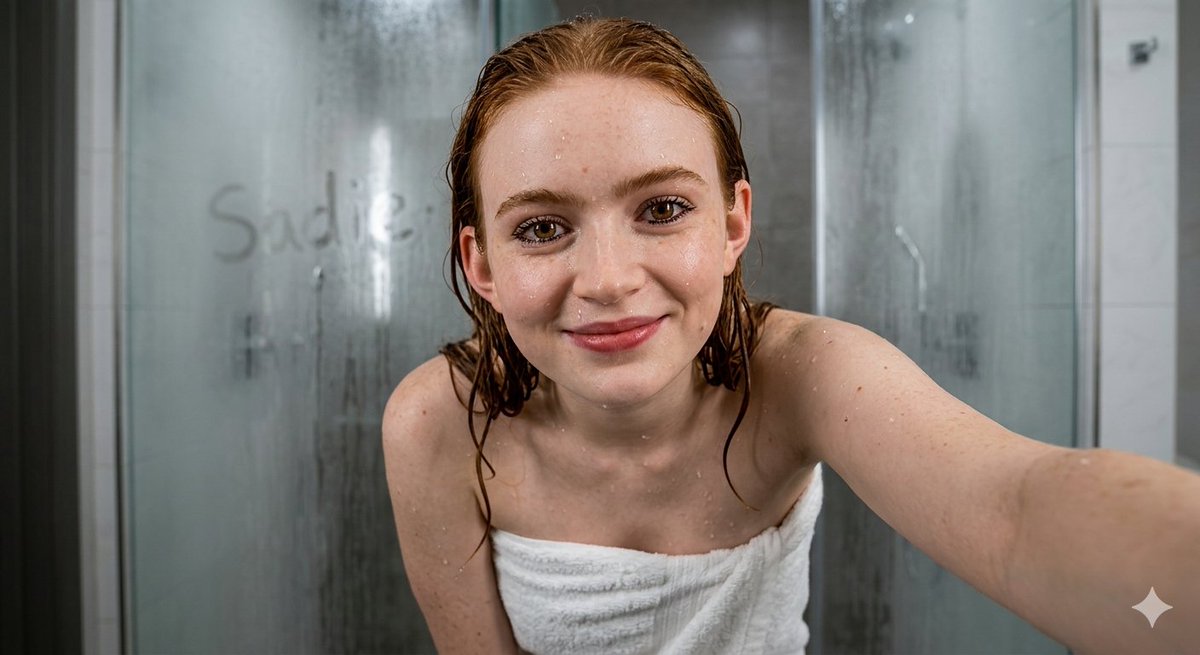 Wet Hair Bathroom Selfie Portrait
