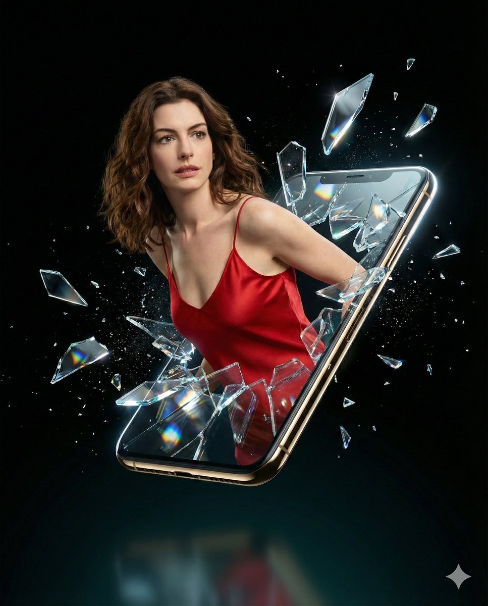 Celebrity Shattering Through Screen