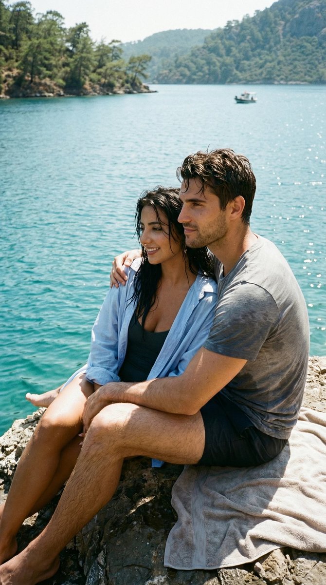 Couple On Rocky Seaside Edge