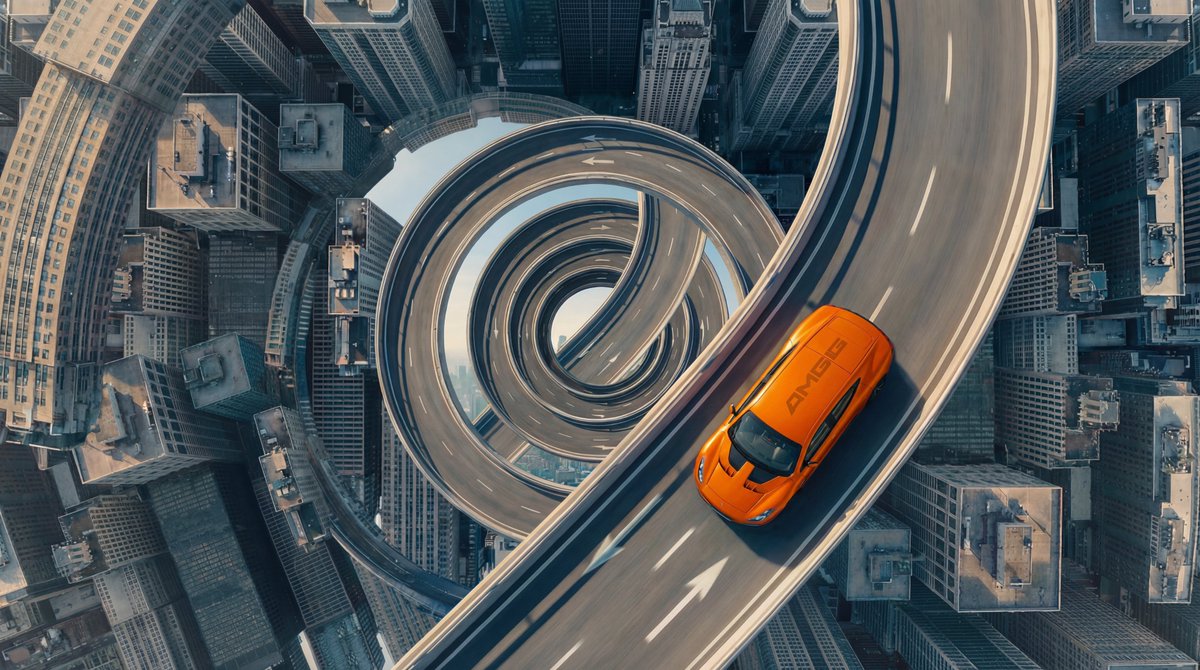 Orange Speedster on Spiral Skyway