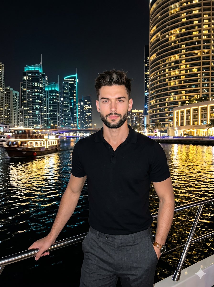 Confident Urban Night Portrait
