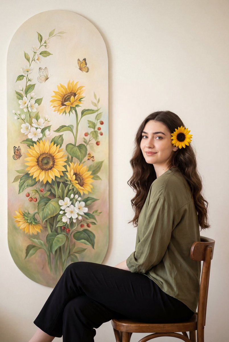 Sunflower Girl Gentle Portrait
