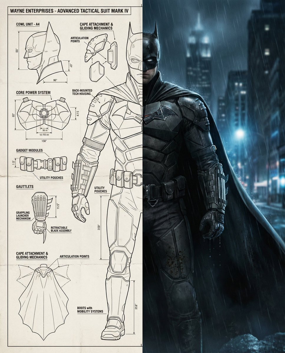 Batman Dual Blueprint Portrait